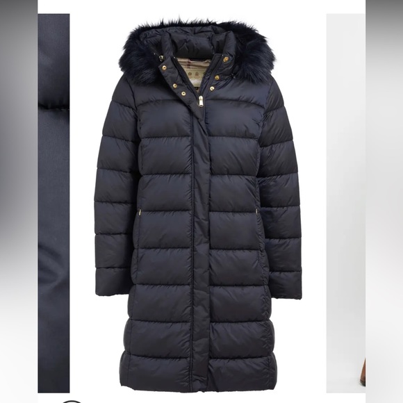 Barbour Jackets & Coats New Womens Dark Navy Crinan Faux Fur Hooded
